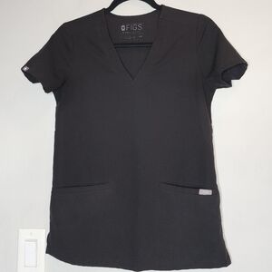 FIGS Casma 3 Pocket Black Scrub Top Size XXS